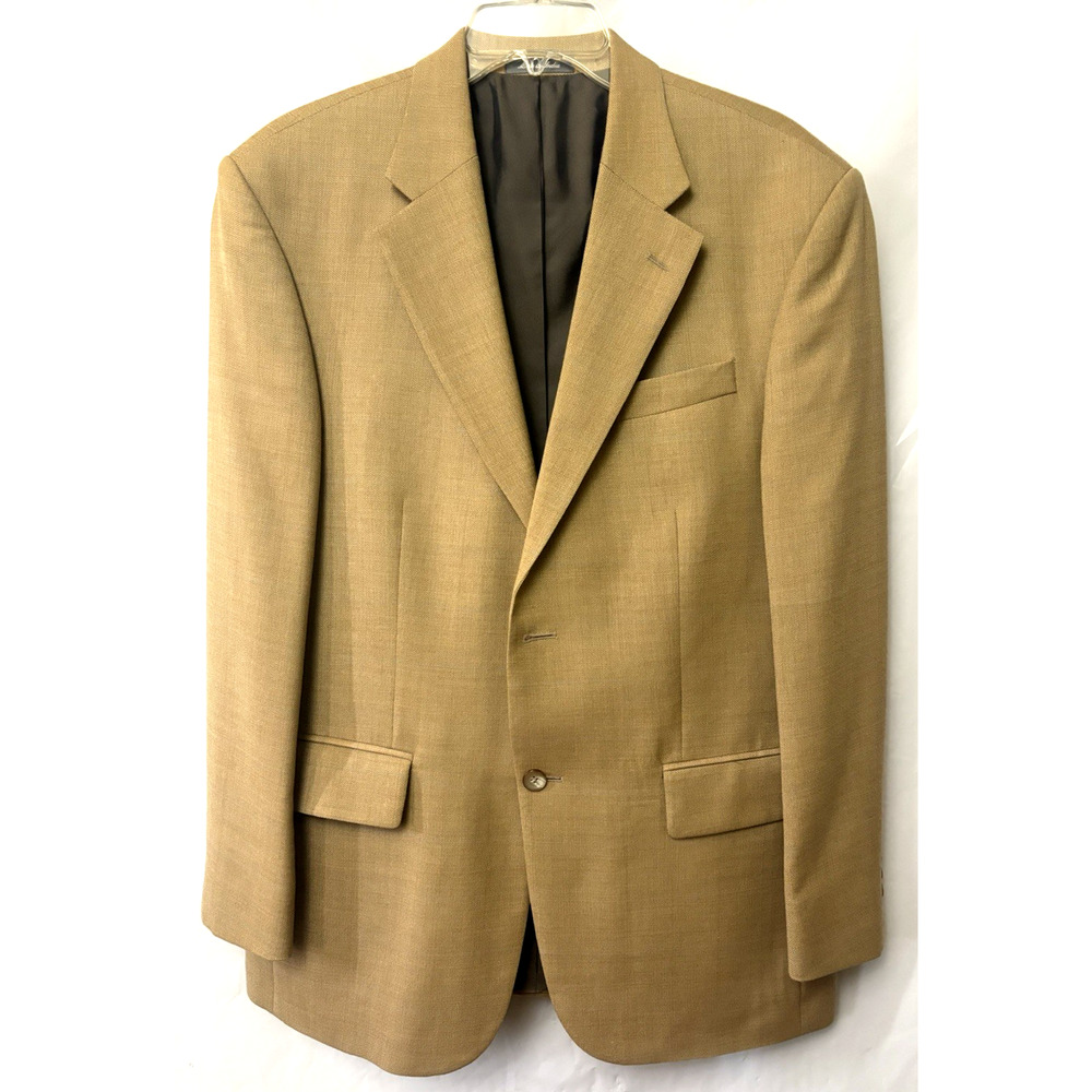 Oscar Dela Renta Mens Suit Jacket Sport Coat Sz 42R 100% Wool 2Bottom LighBrown
